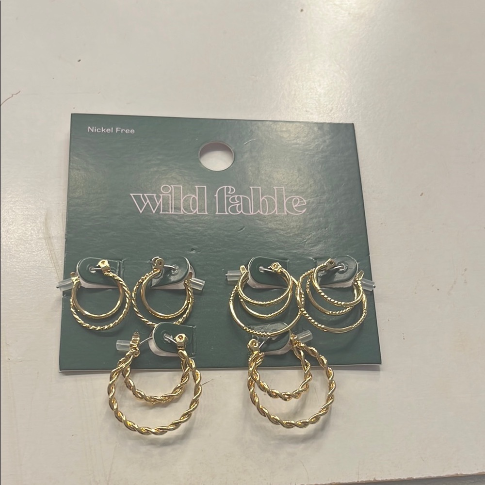 Wild Fable Gold Triple Hoop Earrings